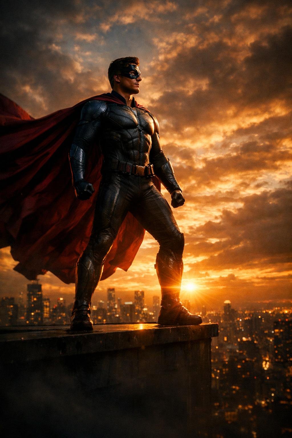 Pôster gerado pela IA do HeroShot — Super-herói